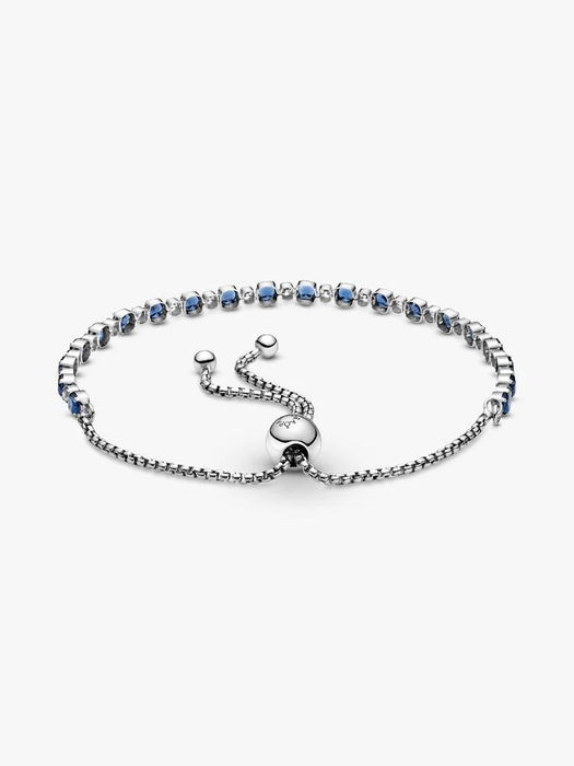 Pandora Blue And Clear Sparkle Slider Bracelet Sterling Silver