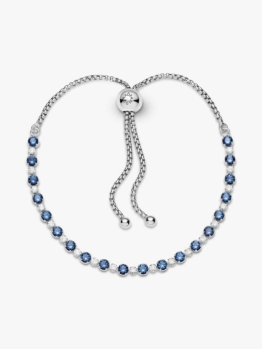 Pandora Blue And Clear Sparkle Slider Bracelet Sterling Silver