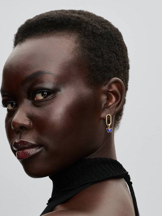 Pandora Blue Butterfly Mini Dangle Charm 14k Gold Plating