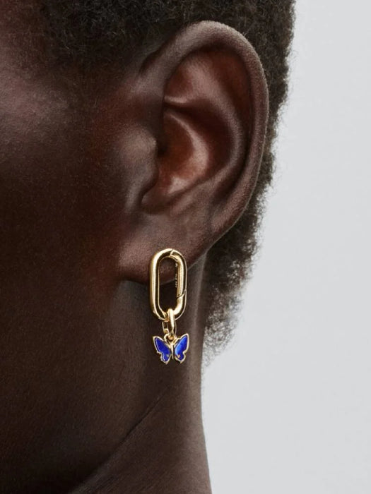 Pandora Blue Butterfly Mini Dangle Charm 14k Gold Plating