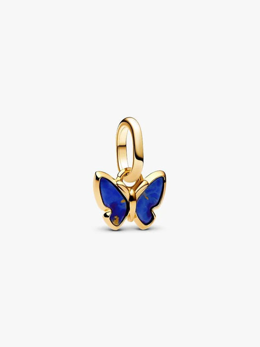 Pandora Blue Butterfly Mini Dangle Charm 14k Gold Plating