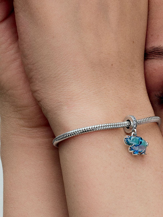 Pandora Blue Murano Glass Elephant Dangle Charm