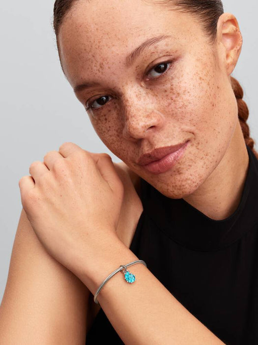 Pandora Blue Murano Glass Sea Snail Dangle Charm Sterling Silver