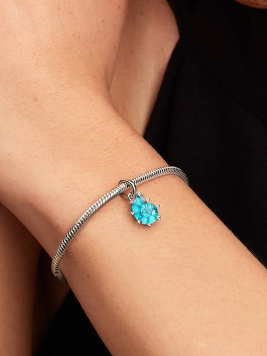 Pandora Blue Murano Glass Sea Snail Dangle Charm Sterling Silver