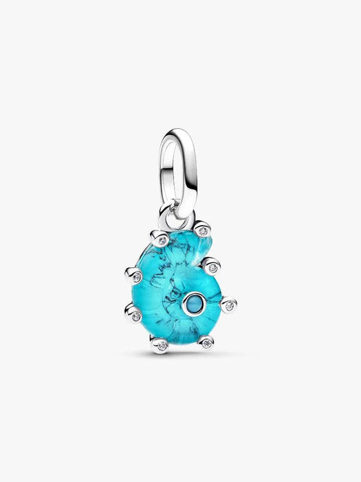 Pandora Blue Murano Glass Sea Snail Dangle Charm Sterling Silver