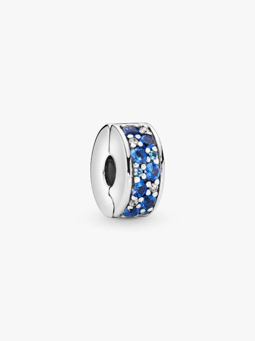 Pandora Blue Pavé Clip Charm Sterling Silver