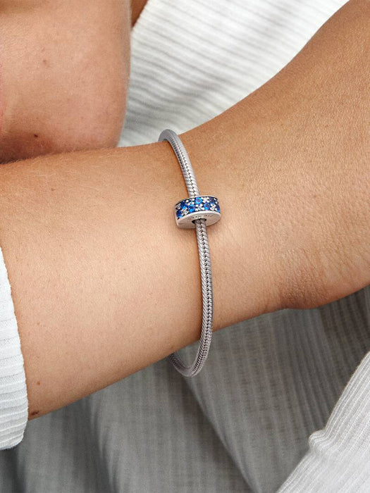 Pandora Blue Pavé Clip Charm Sterling Silver