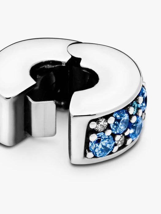 Pandora Blue Pavé Clip Charm Sterling Silver