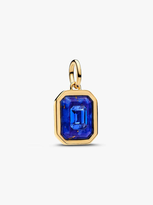 Pandora Celestial Blue Hexagon Dangle Charm 14k Gold Plating
