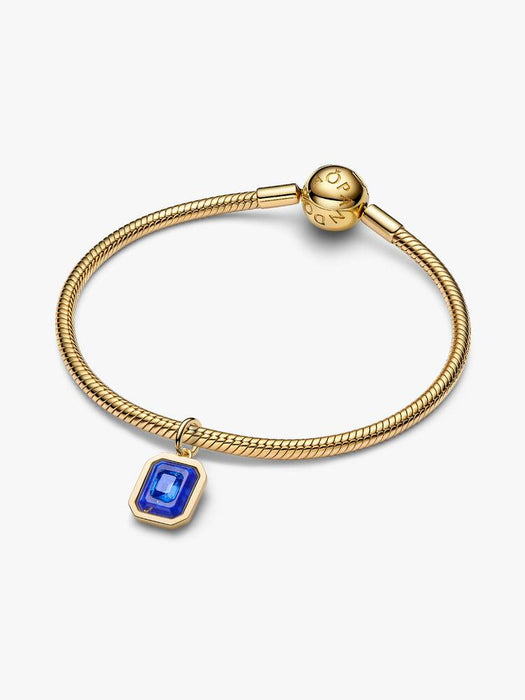 Pandora Celestial Blue Hexagon Dangle Charm 14k Gold Plating