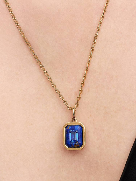 Pandora Celestial Blue Hexagon Dangle Charm 14k Gold Plating