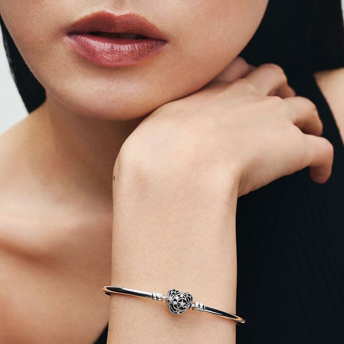 Pandora Celestial Heart Clasp Bangle Sterling Silver