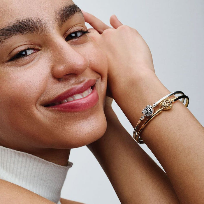 Pandora Celestial Heart Clasp Bangle Sterling Silver