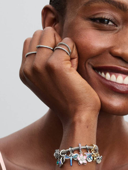 Pandora Cherry Blossom Silver Dangle Pink Charm Sterling Silver