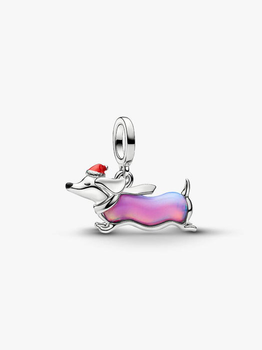 Pandora Christmas Dachshund Dangle Charm Sterling Silver