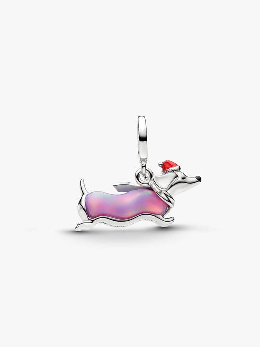 Pandora Christmas Dachshund Dangle Charm Sterling Silver