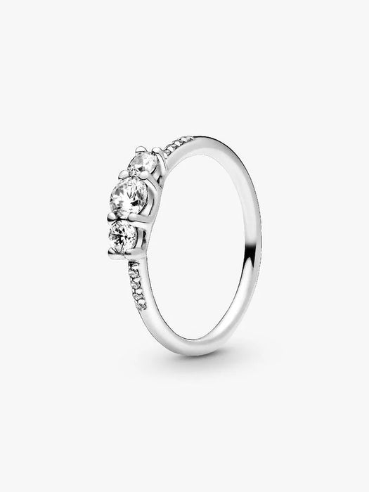 Pandora Clear Three-Stone Ring Sterling Silver