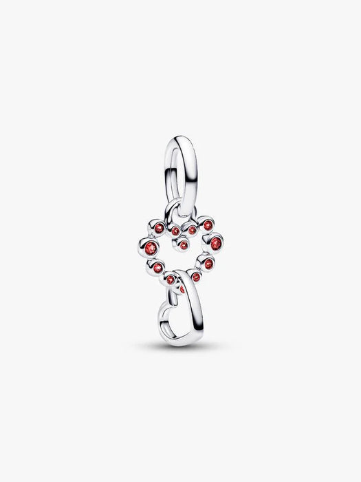 Pandora Connected Hearts & Red Stones Dangle Charm Sterling Silver