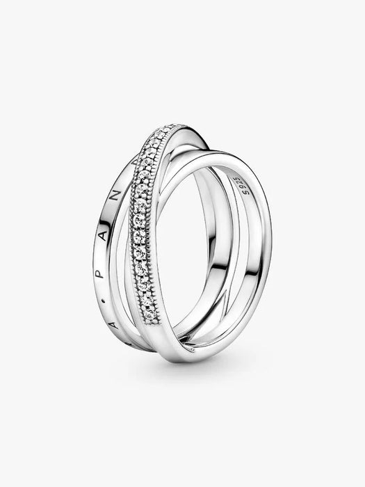 Pandora Crossover Pavé Triple Band Ring Sterling Silver