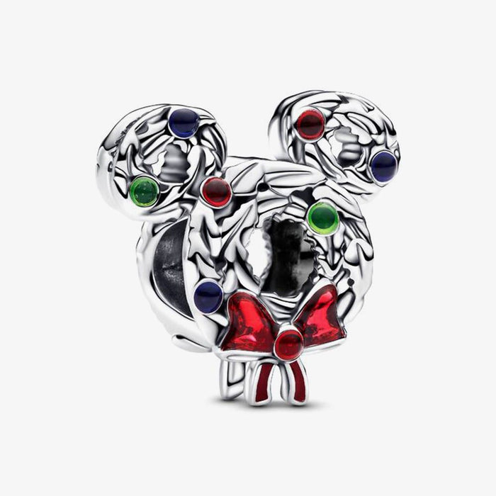 Pandora Disney Mickey Mouse Christmas Wreath Charm Sterling Silver