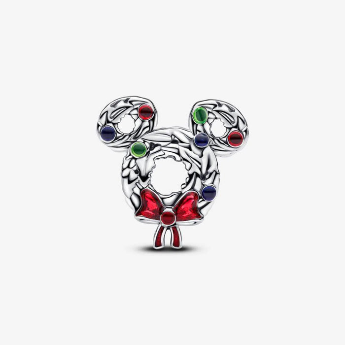 Pandora Disney Mickey Mouse Christmas Wreath Charm Sterling Silver