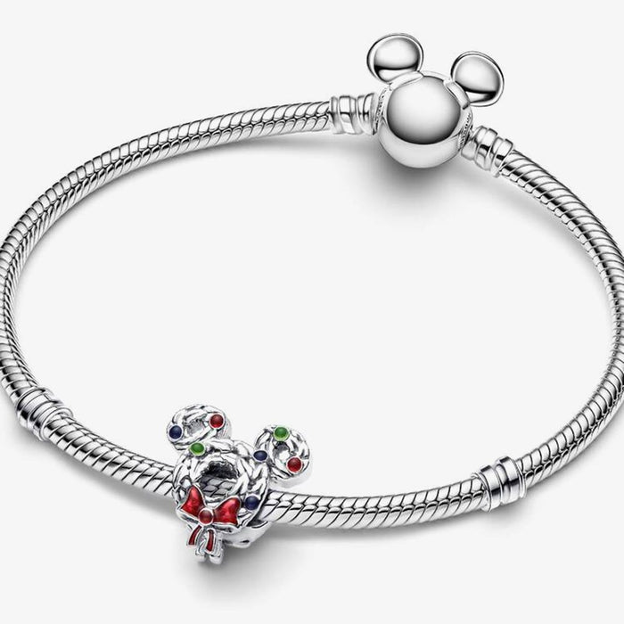 Pandora Disney Mickey Mouse Christmas Wreath Charm Sterling Silver
