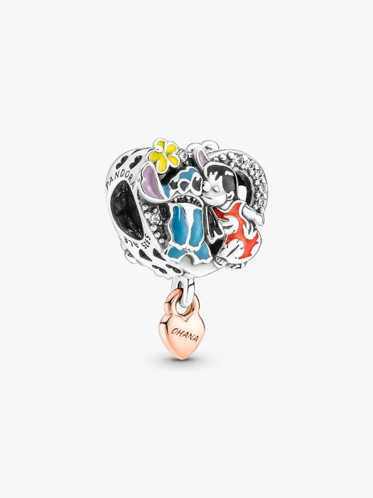 Pandora Disney Ohana Lilo & Stitch Inspired Charm Sterling Silver, 14k Rose Gold