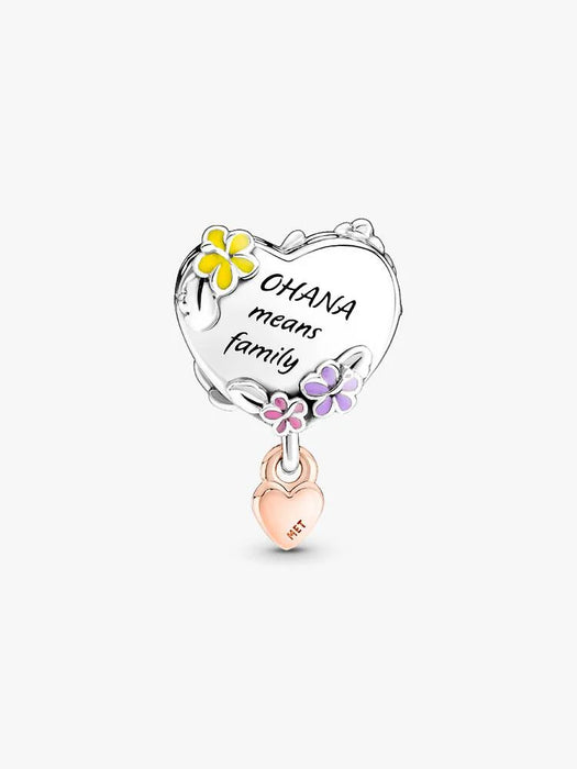 Pandora Disney Ohana Lilo & Stitch Inspired Charm Sterling Silver, 14k Rose Gold