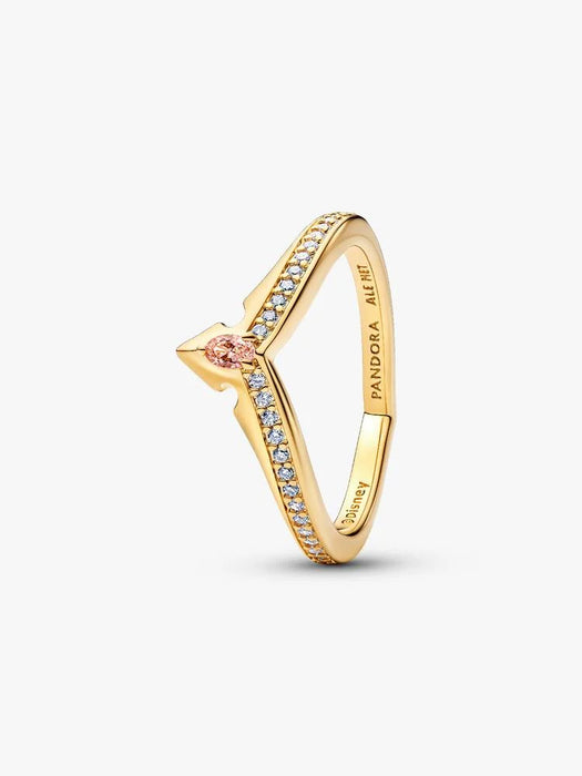 Pandora Disney Princess Aurora Tiara Ring 14k Gold Plating