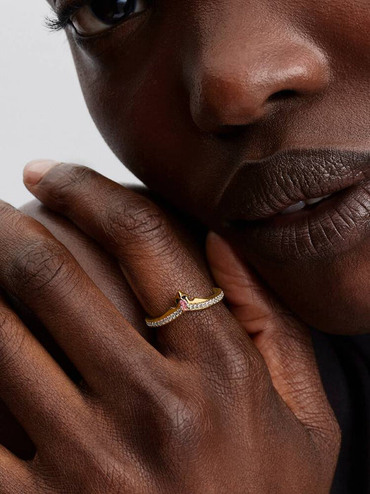 Pandora Disney Princess Aurora Tiara Ring 14k Gold Plating