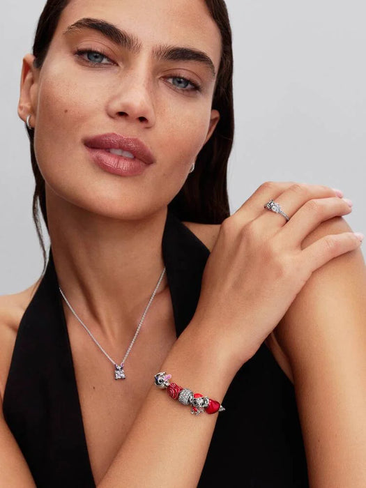 Pandora Disney Stitch Rose Murano Glass Charm Sterling Silver