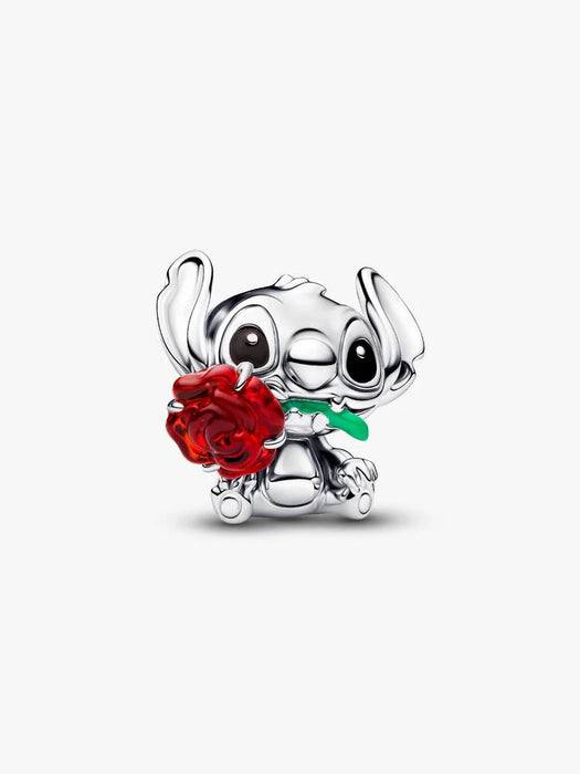 Pandora Disney Stitch Rose Murano Glass Charm Sterling Silver