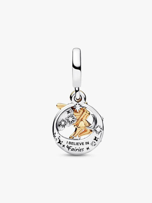 Pandora Disney Tinker Bell Celestial Night Dangle Charm Sterling Silver and 14k Gold