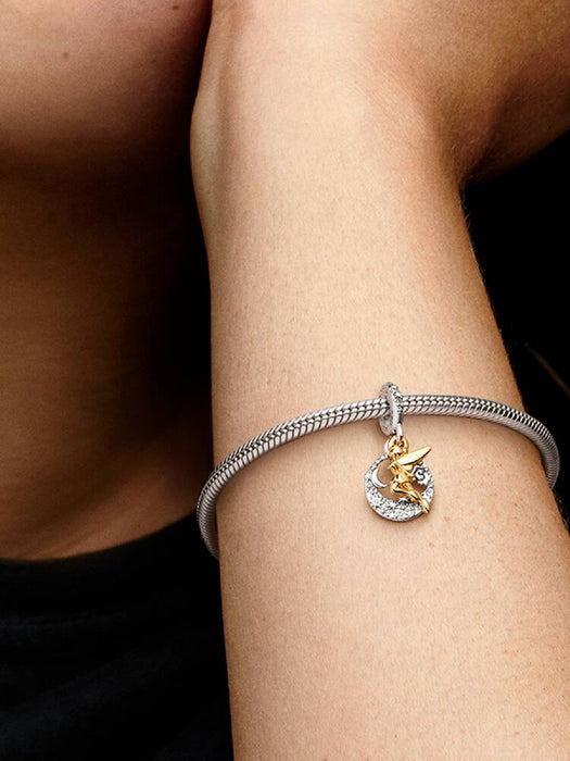 Pandora Disney Tinker Bell Celestial Night Dangle Charm Sterling Silver and 14k Gold