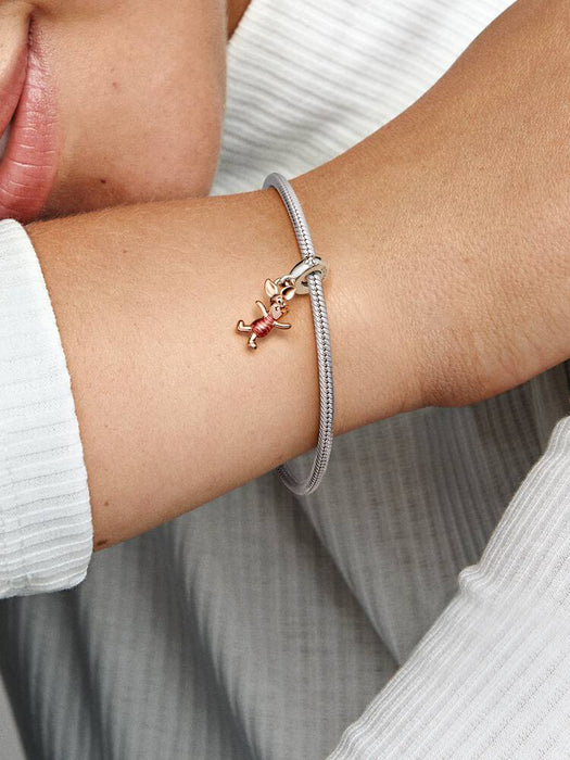 Pandora Disney Winnie the Pooh Piglet Dangle Charm Sterling Silver And 14k Rose Gold