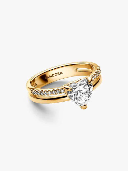 Pandora Double Band Heart Ring 14k Gold Plating
