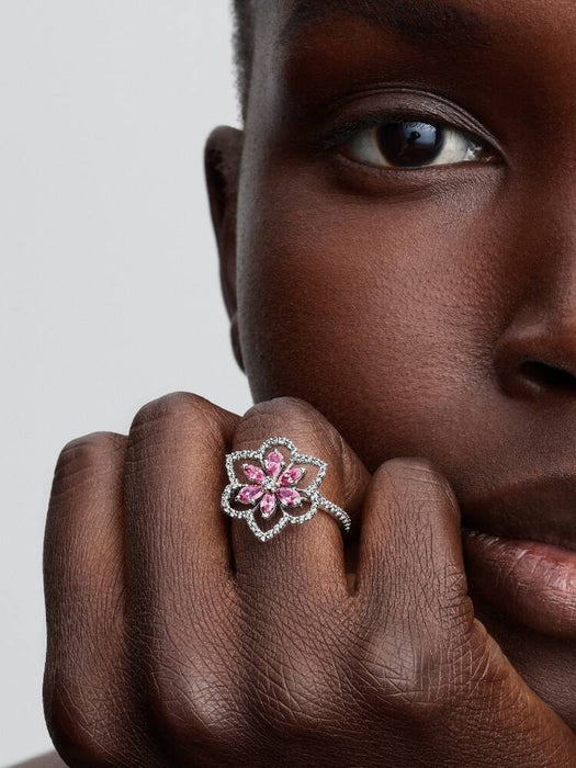 Pandora Double Flower Cocktail Ring Sterling Silver