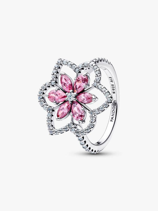 Pandora Double Flower Cocktail Ring Sterling Silver