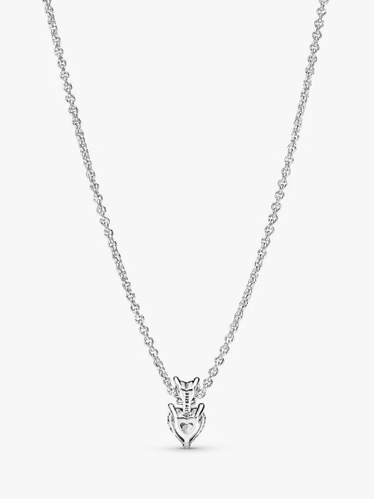 Pandora Double Heart Pendant Sparkling Collier Necklace Sterling Silver