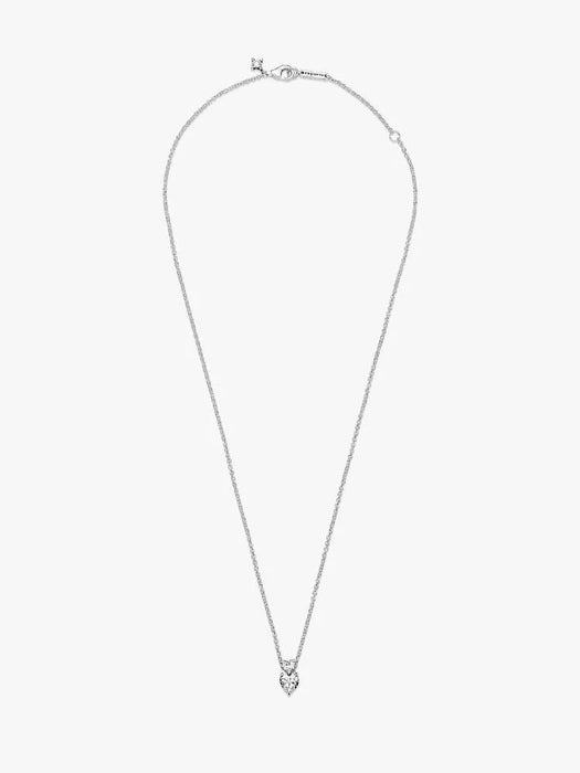 Pandora Double Heart Pendant Sparkling Collier Necklace Sterling Silver