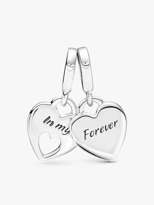 Pandora Double Heart Split Dangle Charm Sterling Silver