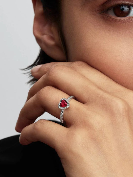 Pandora Elevated Fuchsia Rose Heart Ring Sterling Silver
