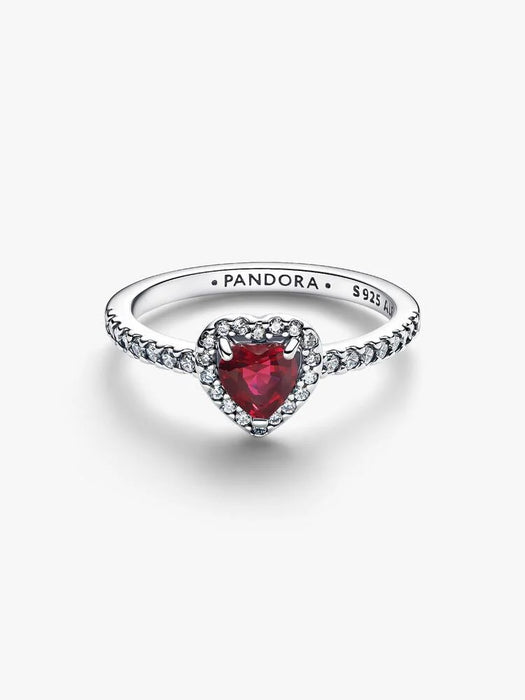 Pandora Elevated Fuchsia Rose Heart Ring Sterling Silver