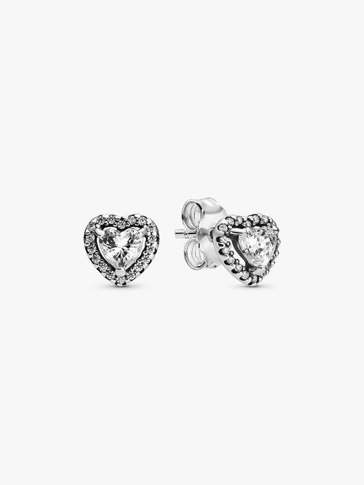 Pandora  Elevated Heart Stud Earrings Sterling Silver