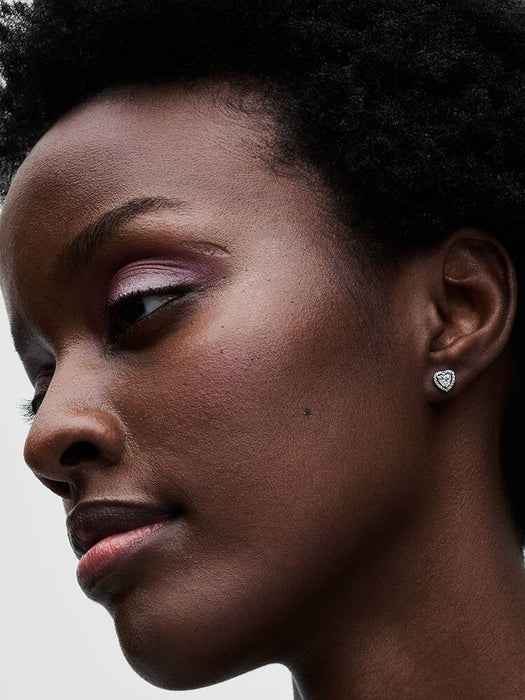 Pandora  Elevated Heart Stud Earrings Sterling Silver