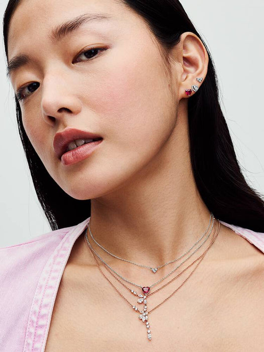 Pandora  Elevated Heart Stud Earrings Sterling Silver