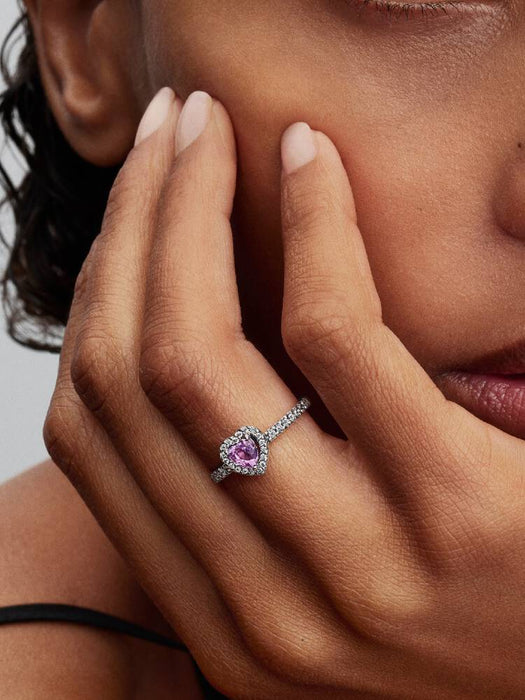 Pandora Elevated Light Purple Heart Ring Sterling Silver