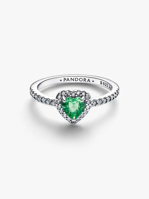 Pandora Elevated Mint Green Heart Ring Sterling Silver