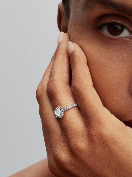 Pandora Elevated White Heart Ring Sterling Silver