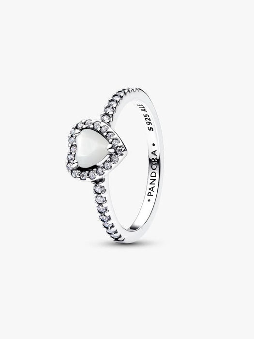 Pandora Elevated White Heart Ring Sterling Silver